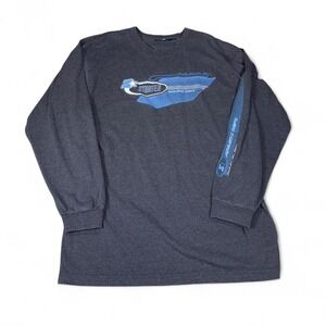 Starter Athletic Dept Long Sleeve T-Shirt Gray Blue Graphic Mens XL